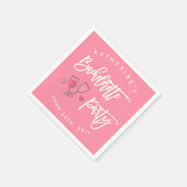 Serviette En Papier Cocktail de soirée de Bachelorette rose et blanc (Coin)