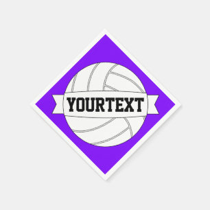 Serviette En Papier Cocktail de volley-ball en texte personnalisé et