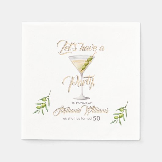 Serviette En Papier Cocktail d'été pour femmes 50e fête d'anniversaire (Devant)