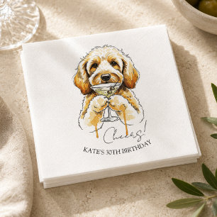 Serviette En Papier Cocktail Dirty Martini au Golden Doodle dessiné à