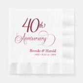 Serviette En Papier Cocktail du 40e anniversaire (Devant)