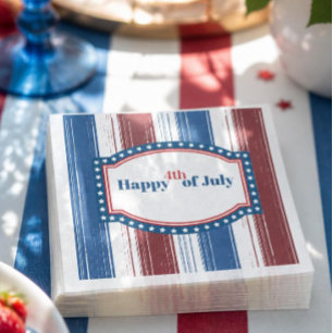 Serviette En Papier Cocktail du 4 juillet Rouge Blanc Bleu Patriotique