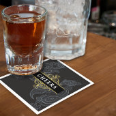 Serviette En Papier Cocktail élégant Black Grey Paisley Party