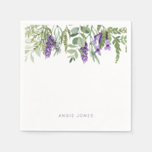 Serviette En Papier Cocktail Élégant Lavender Foliage