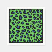 Serviette En Papier Cocktail Empreinte de léopard bleu et vert (Devant)