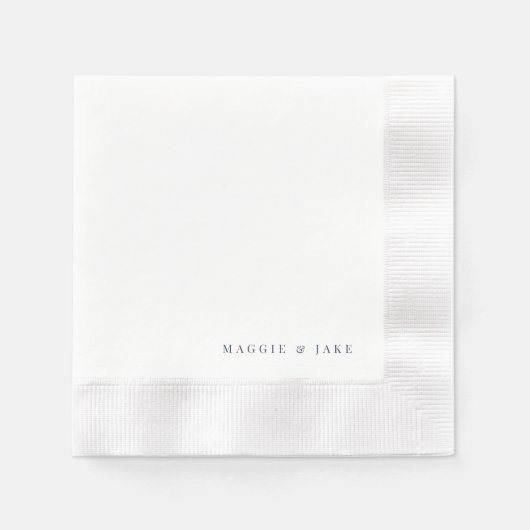 Serviette En Papier Cocktail en boîte marine et Mariage blanc (Devant)