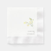 Serviette En Papier Cocktail en Mariage de fleurs Jaunes (Devant)