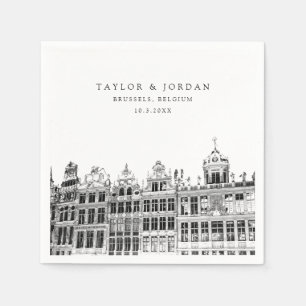 Serviette En Papier Cocktail en papier Mariage de Bruxelles Napkin
