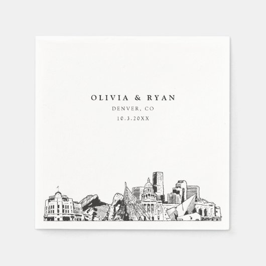 Serviette En Papier Cocktail en papier Mariage Denver Napkin (Devant)