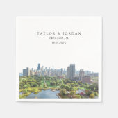 Serviette En Papier Cocktail en papier personnalisé Mariage Chicago Na (Devant)