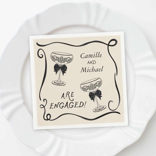 Serviette En Papier Cocktail Engagement Party Napkins