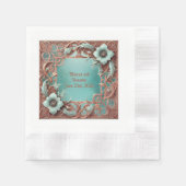 Serviette En Papier Cocktail épais en cuivre et en turquois (Devant)
