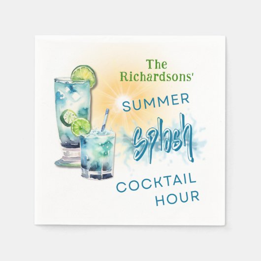 Serviette En Papier Cocktail été Splash Napkin (Devant)