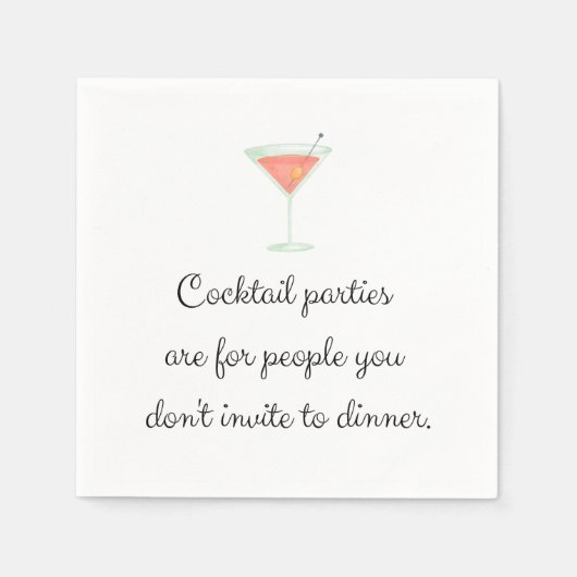 Serviette En Papier Cocktail fête drôle napkin blanc martini (Devant)