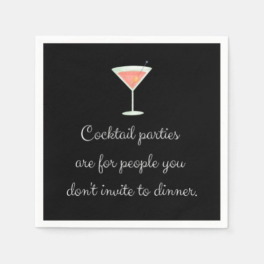 Serviette En Papier Cocktail fête drôle napkin martini noir (Devant)