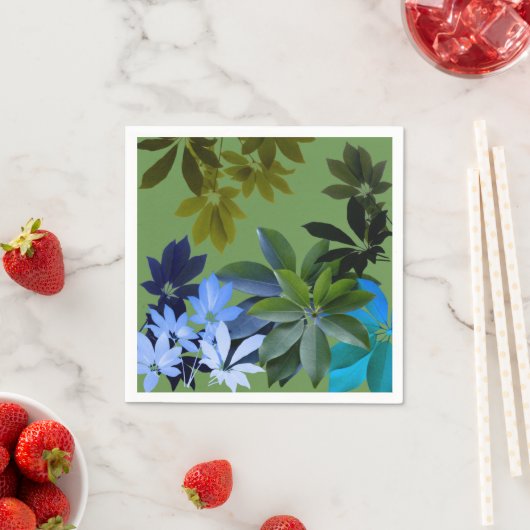 Serviette En Papier Cocktail Feuille classique vert Napkin (En situation)