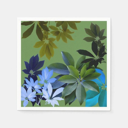 Serviette En Papier Cocktail Feuille classique vert Napkin (Devant)