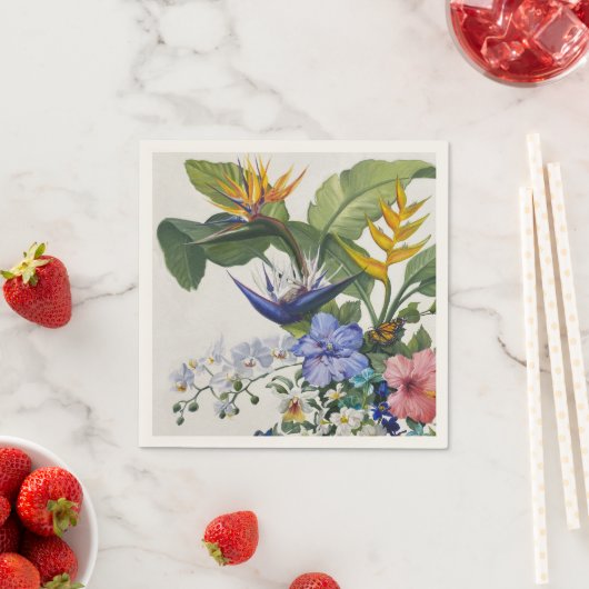 Serviette En Papier Cocktail floral tropical Napkin (En situation)