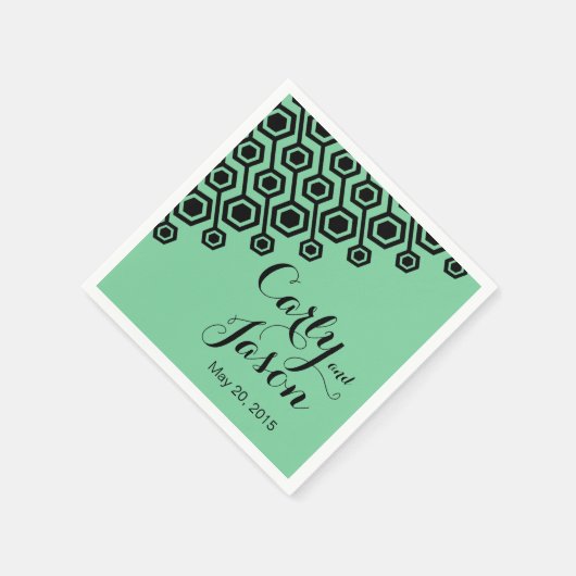 Serviette En Papier Cocktail géométrique diagonal | menthe (Coin)