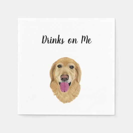 Serviette En Papier Cocktail Golden Retriever (Devant)