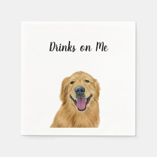 Serviette En Papier Cocktail Golden Retriever (Devant)