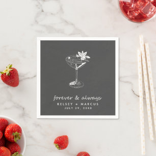 Serviette En Papier Cocktail gris pour toujours Mariage