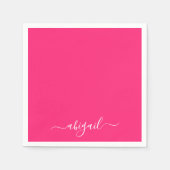 Serviette En Papier Cocktail Hot Pink Swash Script (Devant)