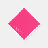 Serviette En Papier Cocktail Hot Pink Swash Script (Coin)