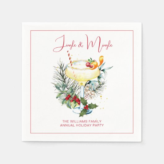 Serviette En Papier Cocktail Jingle et Mingle (Devant)