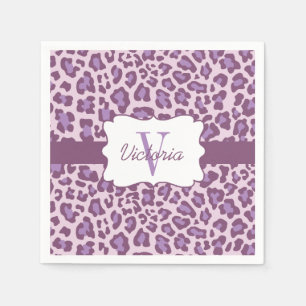 Serviette En Papier Cocktail Leopard Purple Lavender sur mesure Napkin