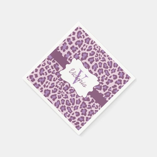 Serviette En Papier Cocktail Leopard Purple Lavender sur mesure Napkin (Coin)