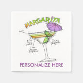 SERVIETTE EN PAPIER COCKTAIL MARGARITA RECIPE (Devant)