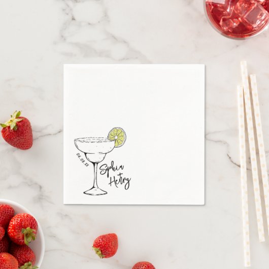 Serviette En Papier Cocktail Margarita tiré à la main (En situation)