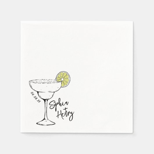 Serviette En Papier Cocktail Margarita tiré à la main (Devant)