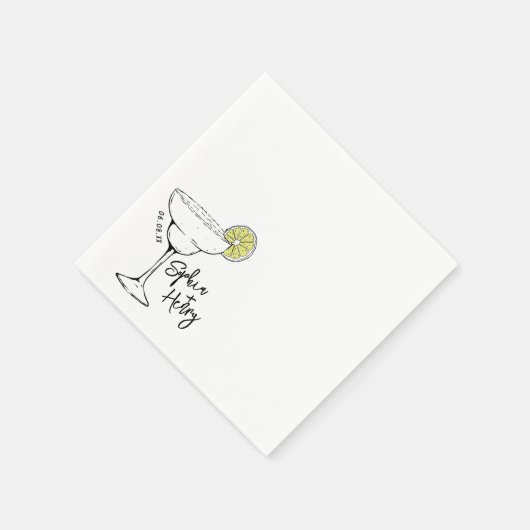 Serviette En Papier Cocktail Margarita tiré à la main (Coin)
