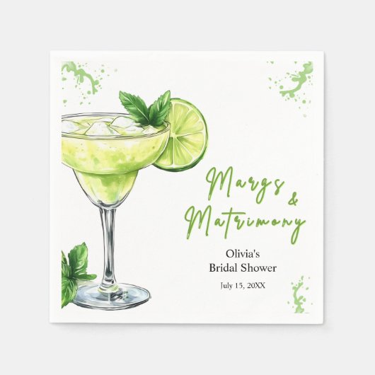 Serviette En Papier Cocktail Margs et mariage Shower de mariage (Devant)