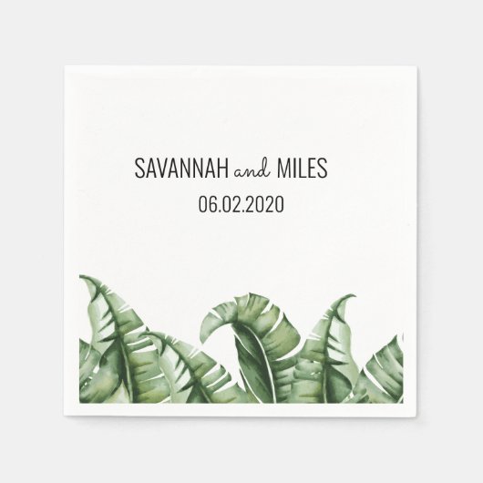 Serviette En Papier Cocktail Mariage à la feuille de banane du milieu (Devant)