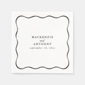 Serviette En Papier Cocktail Mariage Black & White Wavy Frame personna (Devant)