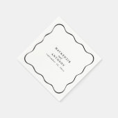 Serviette En Papier Cocktail Mariage Black & White Wavy Frame personna (Coin)