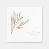 Serviette En Papier Cocktail Mariage blanc et pêche moderne (Devant)