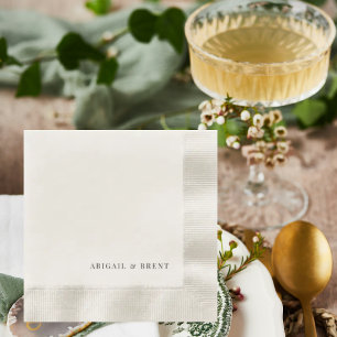 Serviette En Papier Cocktail Mariage Coin Personnalisé À La Crème