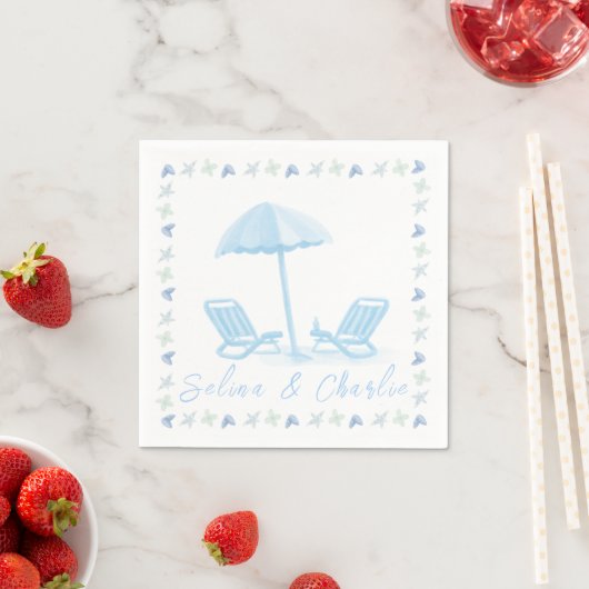 Serviette En Papier Cocktail Mariage côtier Napkin (En situation)