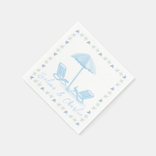 Serviette En Papier Cocktail Mariage côtier Napkin (Coin)