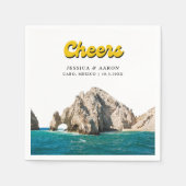 Serviette En Papier Cocktail Mariage de Cabo Retro personnalisé servie (Devant)