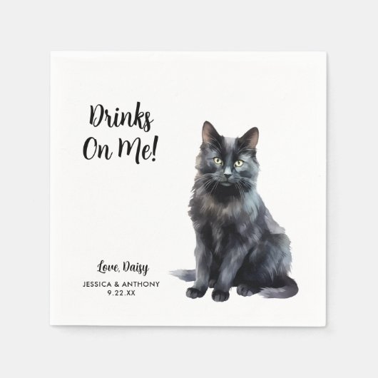 Serviette En Papier Cocktail Mariage de chat (Devant)