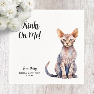 Serviette En Papier Cocktail Mariage de chat Napkin
