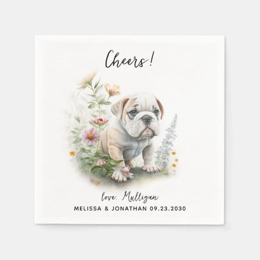 Serviette En Papier Cocktail Mariage de chien (Devant)