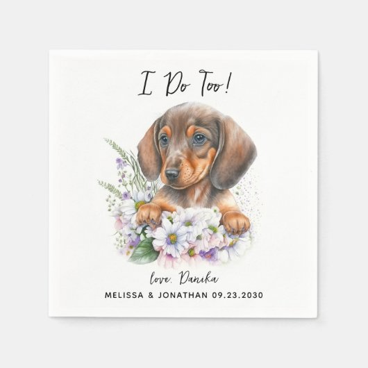 Serviette En Papier Cocktail Mariage de chien (Devant)