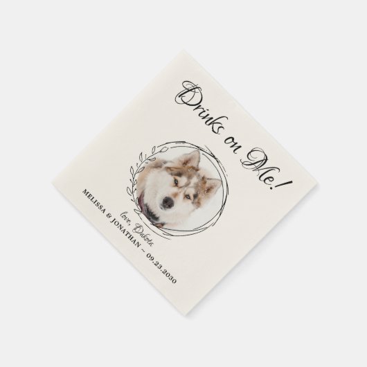 Serviette En Papier Cocktail Mariage de chien (Coin)