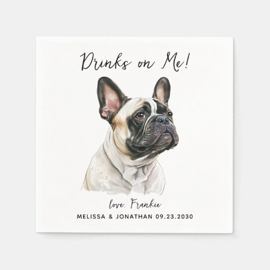 Serviette En Papier Cocktail Mariage de chien (Devant)